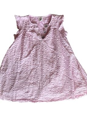 stem Pink Girls' Dress with Button Detail 100% Cotton Textured Lined Dress 7